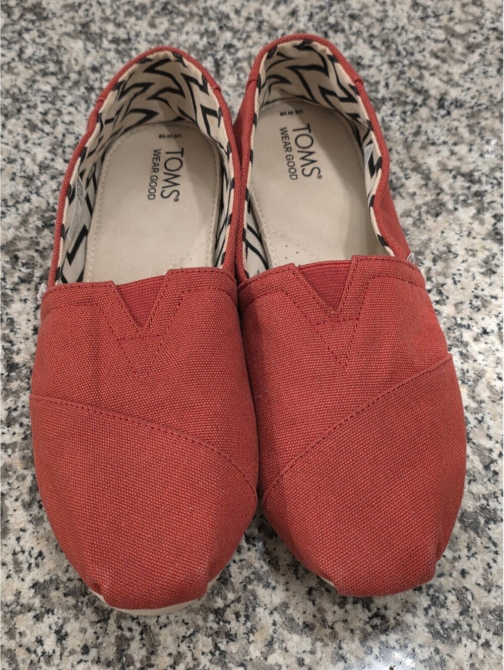 TOMS Classic Alpargata Womens 10 Red Canvas Slip On Flats Shoes
